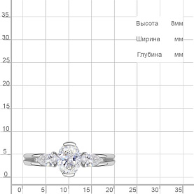 Кольцо Аквамарин - Серебро 925, Фианит (арт. 650219.5)