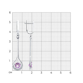 Серьги Diamant - Серебро 925, Аметист, Фианит (арт. 94-321-00435-2)