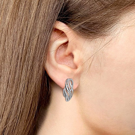 Серьги Аквамарин - Серебро 925, Фианит (арт. 42700А.5)