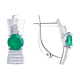 Серьги Diamant - Серебро 925, Агат, Фианит (арт. 94-320-00787-1)