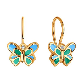 Серьги SOKOLOV - Золото 585, Фианит, Эмаль (арт. 028947)