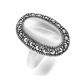 Кольцо Эвора - Серебро 925, Марказит, Перламутр (арт. 633360)