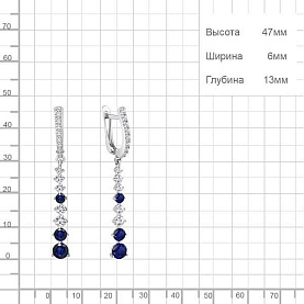 Серьги Аквамарин - Серебро 925, Синтетический сапфир , Фианит (арт. 49191АБ.5)