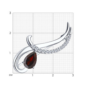 Брошь Diamant - Серебро 925, Гранат, Фианит (арт. 94-340-01053-2)