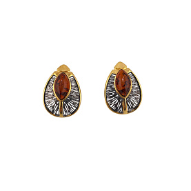 Серьги Янтарная волна - Серебро 925, Янтарь (арт. 821850к)
