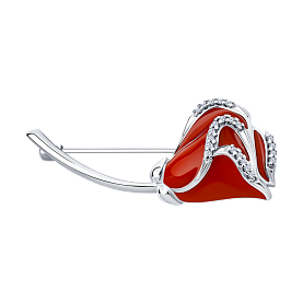 Брошь SOKOLOV - Серебро 925, Фианит, Эмаль (арт. 94040202)