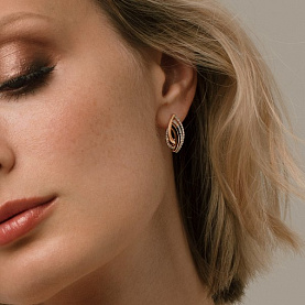 Серьги ЮФ Династия - Золото 585, Фианит (арт. 023372-1102)