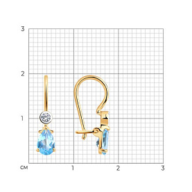 Серьги SOKOLOV - Золото 585, Топаз swiss, Фианит (арт. 727349)