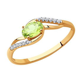 Кольцо SOKOLOV - Золото 375, Фианит, Хризолит (арт. 37714123)