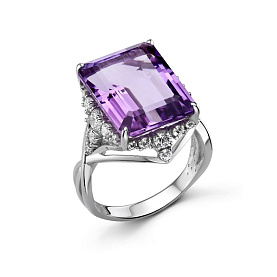 Кольцо Дар - Серебро 925, Аметист, Фианит (арт. К-5267рс40100)