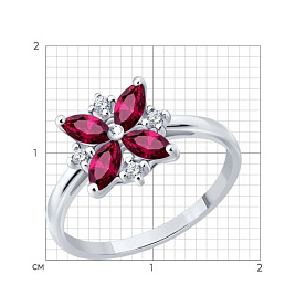 Кольцо SOKOLOV - Серебро 925, Фианит, Рубин (арт. 64010003)
