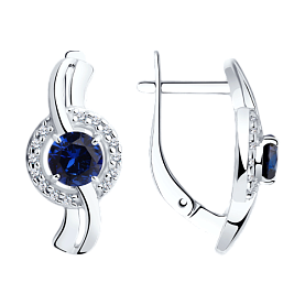 Серьги Diamant - Серебро 925, Синтетический сапфир , Фианит (арт. 94-320-00462-1)