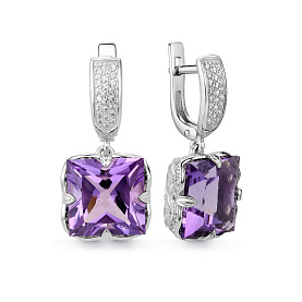 Серьги Дар - Серебро 925, Аметист, Фианит (арт. С-5256рс40100)