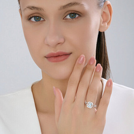 Кольцо SOKOLOV - Серебро 925, Топаз, Фианит (арт. 92014706)