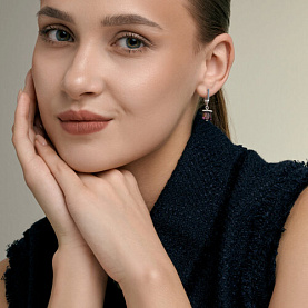 Серьги Diamant - Серебро 925, Стекло, Фианит (арт. 94-121-00503-1)