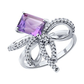 Кольцо SOKOLOV - Серебро 925, Аметист, Фианит (арт. 92014899)