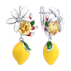 Серьги SOKOLOV - Серебро 925, Фианит, Эмаль (арт. 94027065)