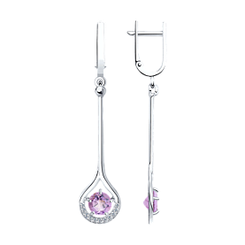 Серьги Diamant - Серебро 925, Аметист, Фианит (арт. 94-321-00435-2)