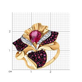 Кольцо SOKOLOV - Серебро 925, Синтетический рубин, Фианит (арт. 84010036)