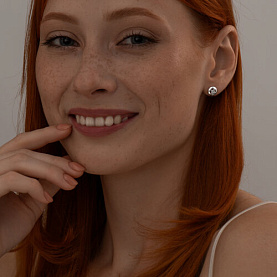 Серьги SOKOLOV - Серебро 925, Бриллиант, Бриллиант голубой, Бриллиант коньячный (арт. 87020053)