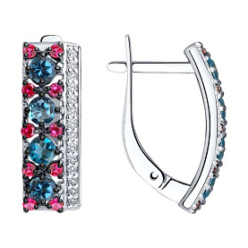 Серьги SOKOLOV - Серебро 925, Синтетический рубин, Топаз лондон, Фианит (арт. 92021446)