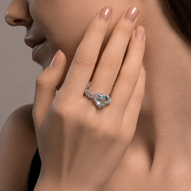 Кольцо SOKOLOV - Золото 585, Топаз, Фианит (арт. 716387-3)