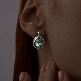 Серьги SOKOLOV - Серебро 925, Топаз, Фианит (арт. 92022266)