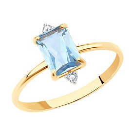 Кольцо SOKOLOV - Золото 375, Топаз, Фианит (арт. 37716150)