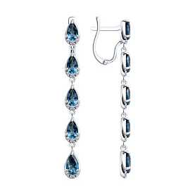 Серьги SOKOLOV - Золото 585, Топаз лондон, Фианит (арт. 729369-3)