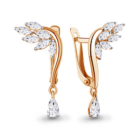 Серьги Аквамарин - Серебро 925, Фианит (арт. 400152.6)