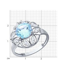 Кольцо SOKOLOV - Серебро 925, Топаз, Фианит (арт. 92012160)