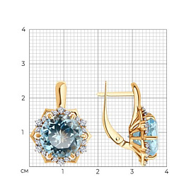 Серьги Diamant - Золото 585, Топаз, Фианит (арт. 51-320-02159-1)