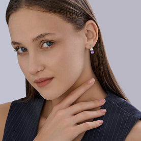 Серьги SOKOLOV - Серебро 925, Аметист, Фианит (арт. 92023198)