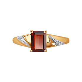 Кольцо SOKOLOV - Золото 375, Гранат, Фианит (арт. 37715536)