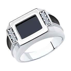 Кольцо Diamant - Серебро 925, Синтетическая шпинель, Фианит, Эмаль (арт. 94-112-00488-1)