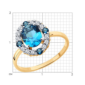 Кольцо SOKOLOV - Золото 585, Топаз лондон, Фианит (арт. 717157)