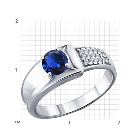 Кольцо SOKOLOV - Серебро 925, Синтетический сапфир , Фианит (арт. 88010080)