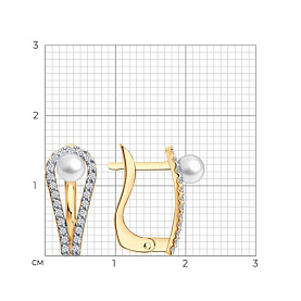 Серьги Diamant - Золото 585, Жемчуг культивированный, Фианит (арт. 51-320-02681-1)