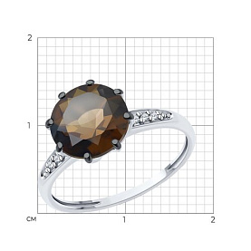 Кольцо Diamant - Серебро 925, Раухтопаз, Фианит (арт. 94-310-02040-3)