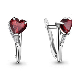 Серьги Аквамарин - Серебро 925, Гранат, Фианит (арт. 4412403А.5)