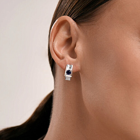 Серьги SOKOLOV - Серебро 925, Синтетический сапфир , Фианит (арт. 88020086)