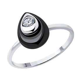 Кольцо SOKOLOV - Серебро 925, Керамика, Фианит (арт. 94013708)