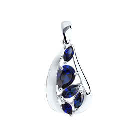 Подвеска SOKOLOV - Серебро 925, Синтетический сапфир (арт. 92030674)