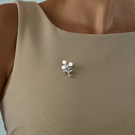 Брошь SOKOLOV - Серебро 925, Жемчуг имитация (арт. 94040284)