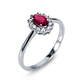 Кольцо Platinum Lab. - Платина 950, Рубин, Бриллиант (арт. ПК-206Р-01)