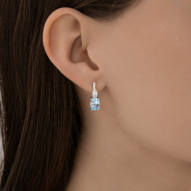 Серьги SOKOLOV - Серебро 925, Топаз, Фианит (арт. 92023173)
