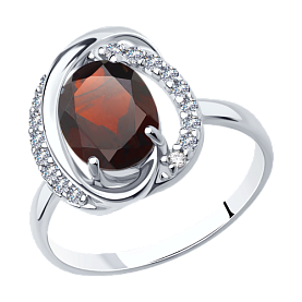 Кольцо SOKOLOV - Серебро 925, Гранат, Фианит (арт. 92011939)