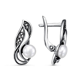 Серьги Красная пресня - Серебро 925, Жемчуг культивированный (арт. 33312864)