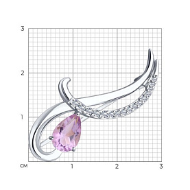 Брошь Diamant - Серебро 925, Аметист, Фианит (арт. 94-340-01053-3)