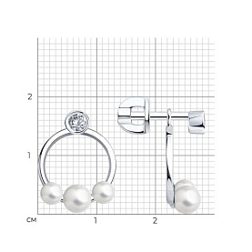 Серьги SOKOLOV - Серебро 925, Жемчуг имитация, Фианит (арт. 94026787)